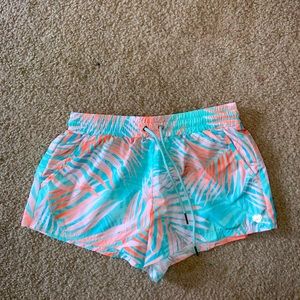 forever 21 teal and orange running shorts, size small